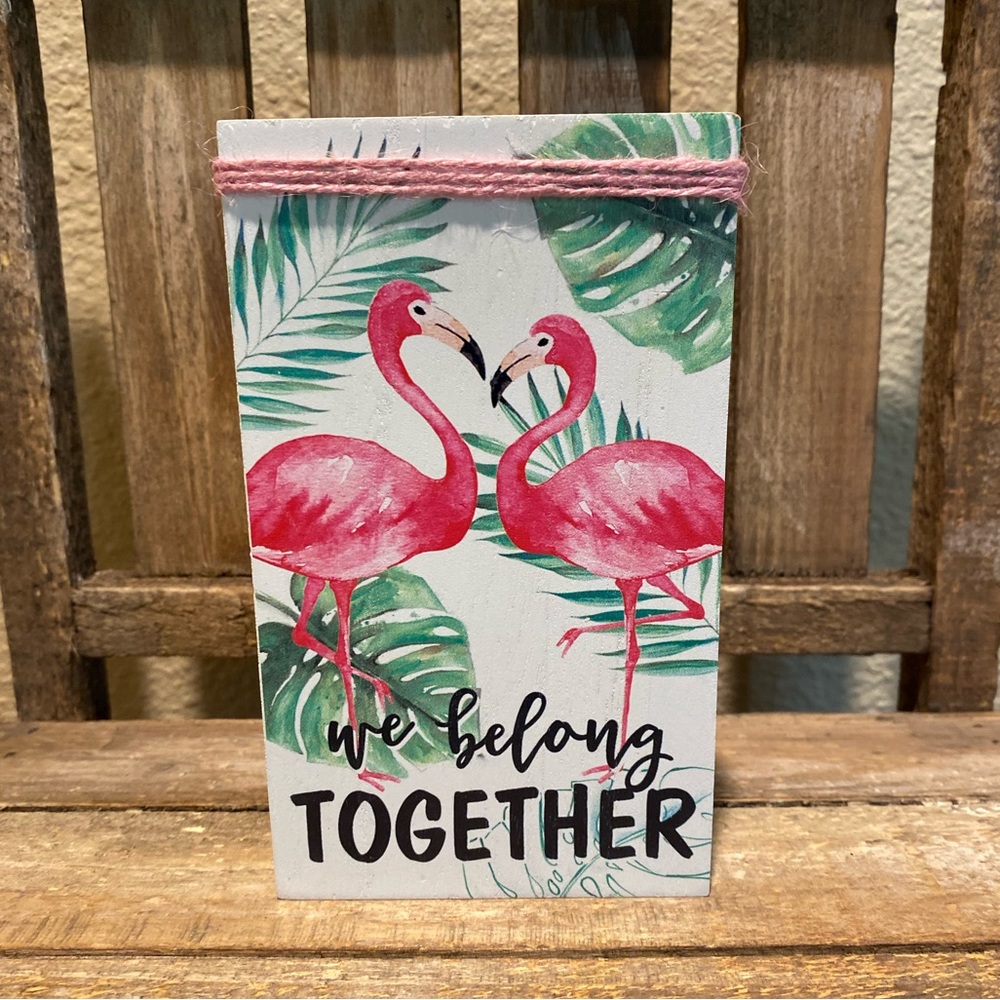Flamingo Tier Tray Decor, We Belong Together, Flamingo Wood Sign, Flamingo Decor
